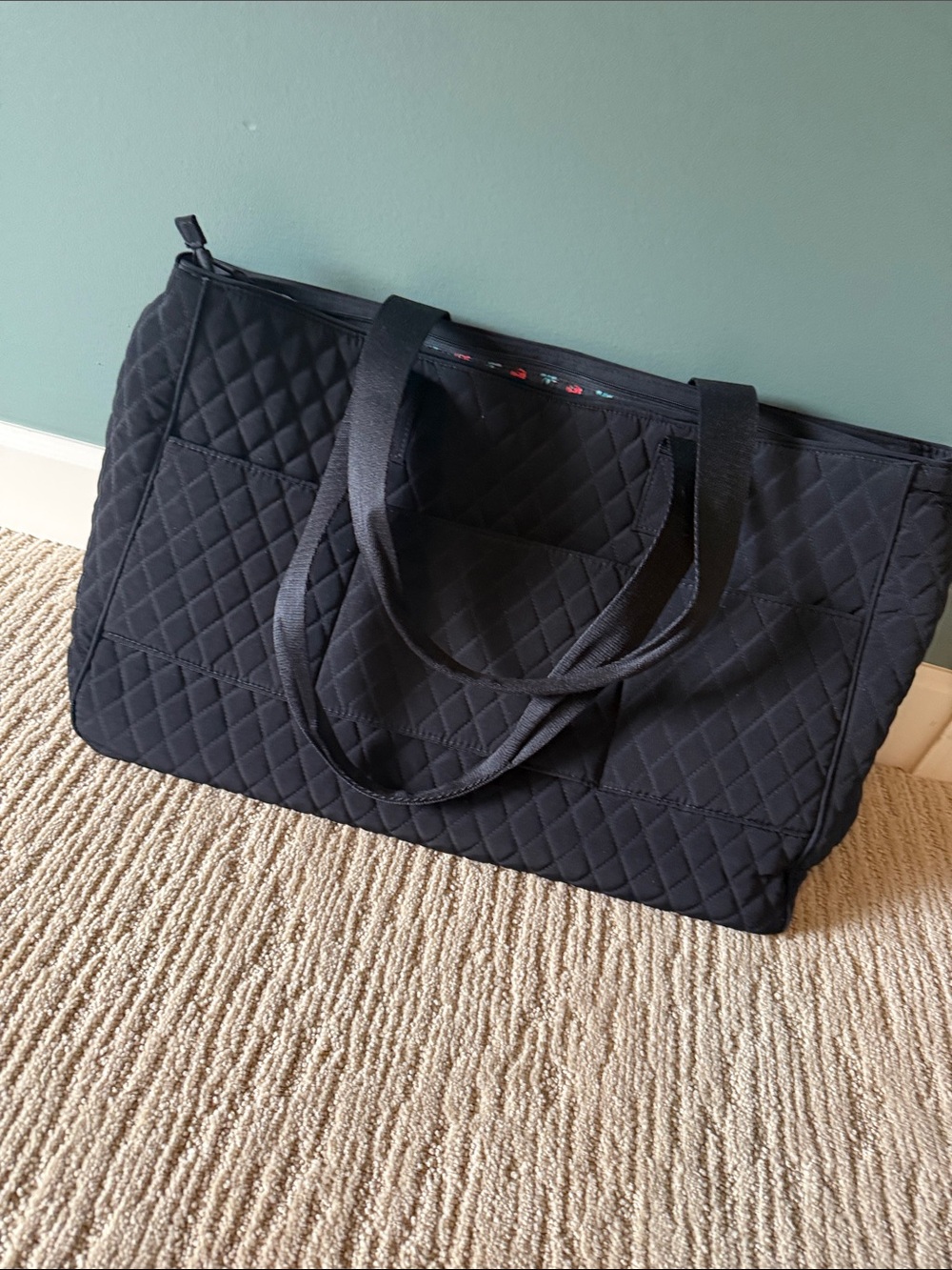 Vera Bradley Quilted Black Tote with Dual Handles